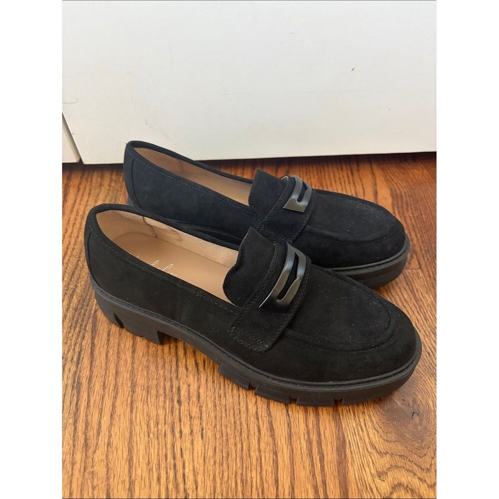 Black Suede Lug Sole Loafers